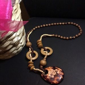 Bead wooden necklace.